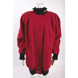 Herman Kay Vintage Winter Coat sz 6 Long Red Black